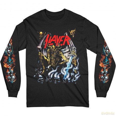 Slayer: Unisex Long Sleeve T-Shirt: Airbrush Demon (Black) (Sleeve Print) (Small)
