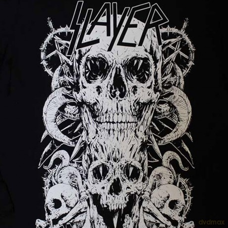 Slayer: Unisex Long Sleeve T-Shirt: White Skulls (Black) (Sleeve Print) (Medium)