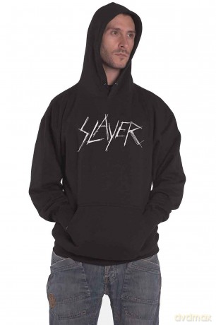 Slayer: Unisex Pullover Hoodie: Distressed Logo (Black) (Medium)