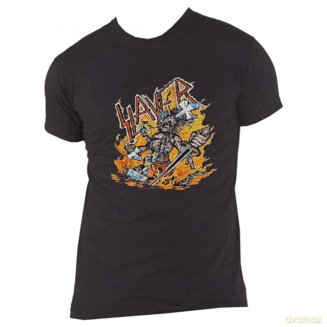 Slayer: Unisex T-Shirt: Cartoon Flames (Black) (Large)