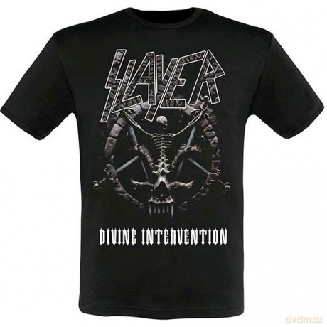 Slayer: Unisex T-Shirt: Divine Intervention 2014 Dates (Black) (Back Print) (Large)