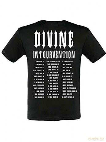 Slayer: Unisex T-Shirt: Divine Intervention 2014 Dates (Black) (Back Print) (Medium)
