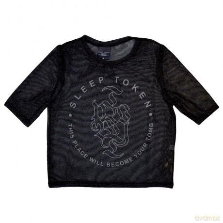 Sleep Token: Ladies Crop Top: Tomb (Black) (Mesh) (Large)