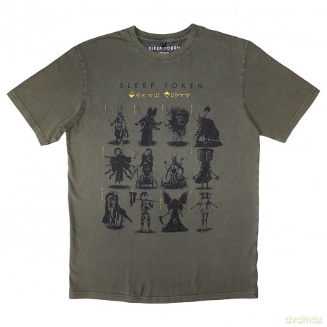 Sleep Token: Unisex Stone Wash T-Shirt: Grid (Green) (X-Large)