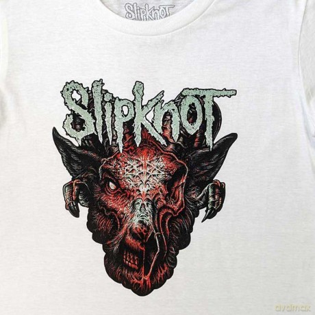 Slipknot: Kids T-Shirt: Infected Goat (White) (Back Print) (11-12 Years)