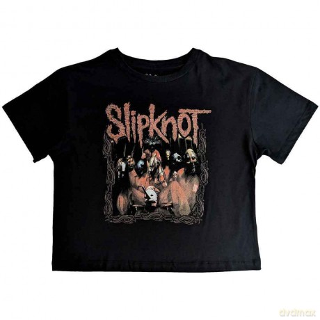 Slipknot: Ladies Crop Top: Band Frame (Black) (Back Print) (Medium)