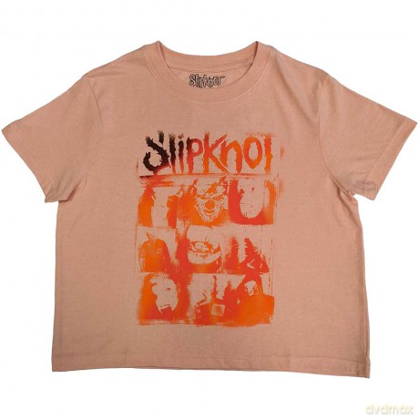 Slipknot: Ladies Crop Top: The End, So Far Faces Grid (Pink) (Back Print) (Medium)