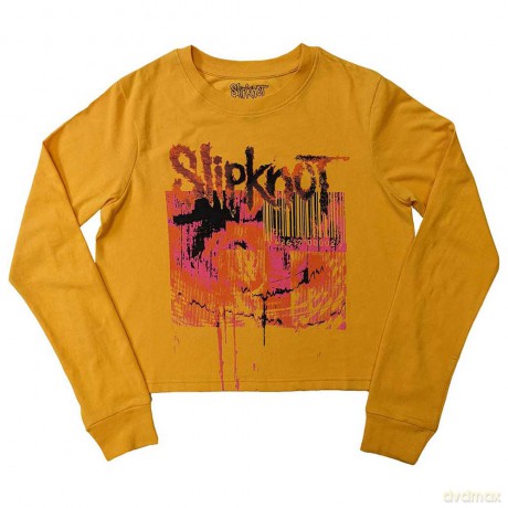 Slipknot: Ladies Long Sleeve Crop Top: The End, So Far Barcode (Yellow) (Back Print) (Small)