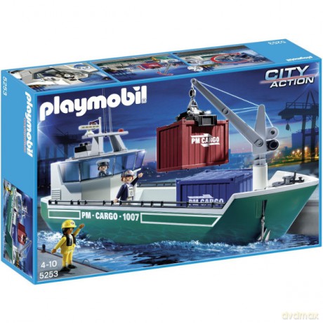 PLAYMOBIL Kontenerowiec z dźwigem [KLOCKI]