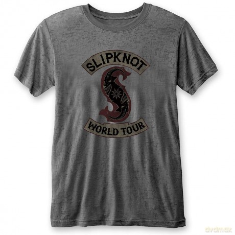 Slipknot: Unisex Burnout T-Shirt: World Tour (Charcoal Grey) (Small)