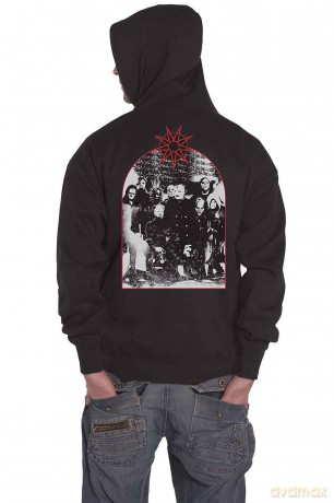 Slipknot: Unisex Pullover Hoodie: Arched Group Photo (Black) (Back Print) (Medium)