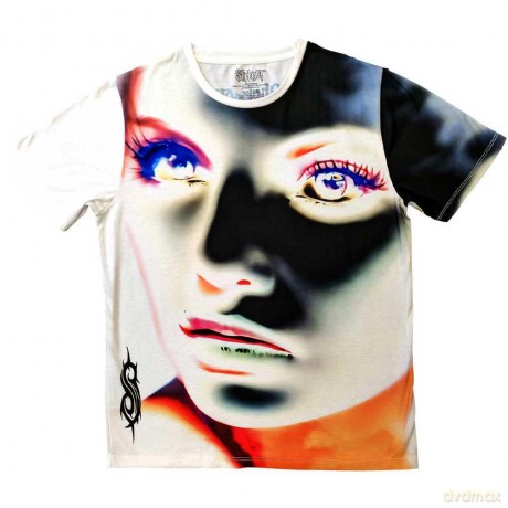 Slipknot: Unisex Sublimation T-Shirt: Adderall Face Inverted (White) (Back Print) (X-Large)