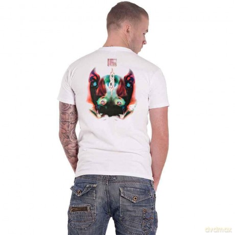 Slipknot: Unisex T-Shirt: Adderall Faceback (White) (Back Print) (Small)