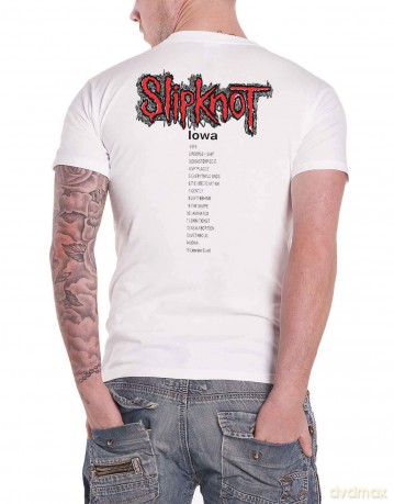 Slipknot: Unisex T-Shirt: Iowa Track List (White) (Back Print) (Large)