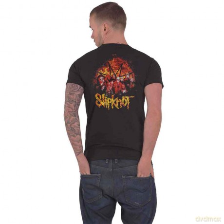 Slipknot: Unisex T-Shirt: The End, So Far Flame Logo (Black) (Back Print) (Small)
