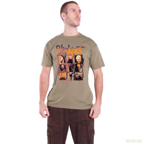 Slipknot: Unisex T-Shirt: The End, So Far Grid Photos (Tan Brown) (Back Print) (Large)