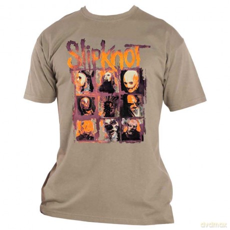 Slipknot: Unisex T-Shirt: The End, So Far Grid Photos (Tan Brown) (Back Print) (Medium)