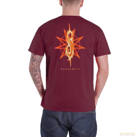 Slipknot: Unisex T-Shirt: The End, So Far Group Photo Tribal S Nonogram (Maroon Red) (Back Print) (Small)