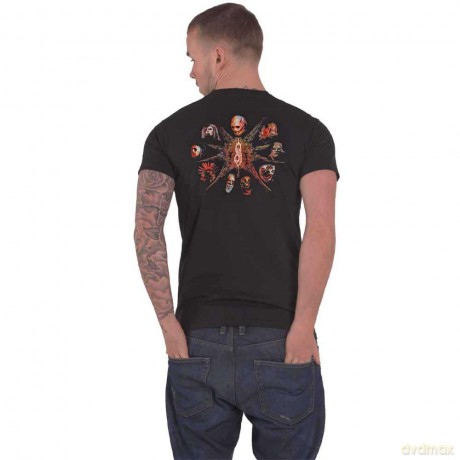 Slipknot: Unisex T-Shirt: The End, So Far Pentagram Heads (Black) (Back Print) (Large)