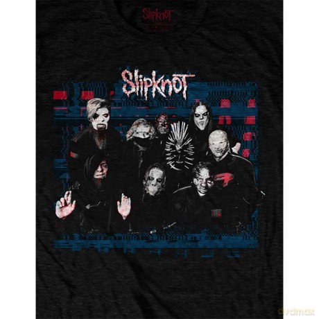 Slipknot: Unisex T-Shirt: WANYK Glitch Group (Black) (Back Print) (Large)