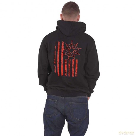Slipknot: Unisex Zipped Hoodie: 9-Point Flag (Black) (Back Print) (Medium)
