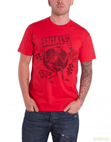 Social Distortion: Unisex T-Shirt: Speakeasy Checkerboard (Red) (Large)