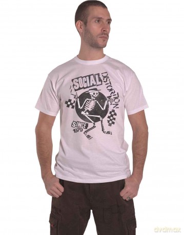Social Distortion: Unisex T-Shirt: Speakeasy Checkerboard (White) (Small)