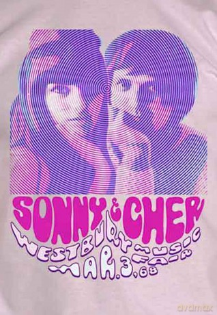 Sonny & Cher: Unisex T-Shirt: Westbury Music Fair (White) (Small)