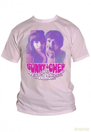 Sonny & Cher: Unisex T-Shirt: Westbury Music Fair (White) (Small)