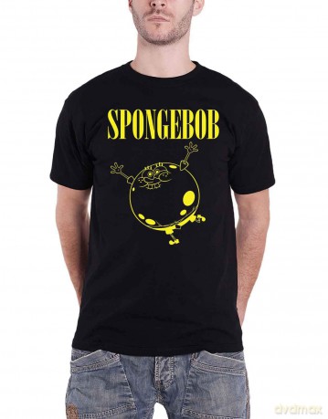 Sponge Bob: Unisex T-Shirt: Inflated Sponge (Black) (Large)