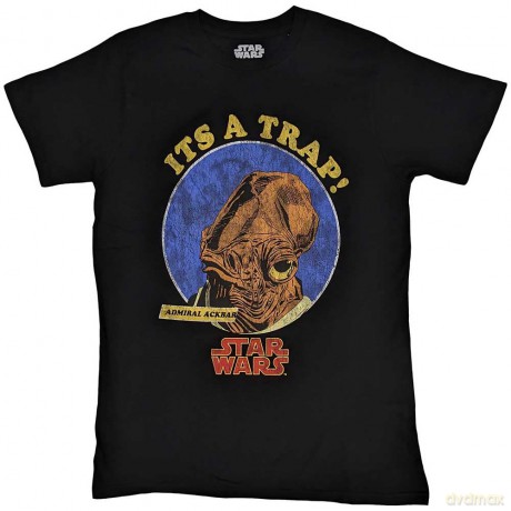 Star Wars: Unisex T-Shirt: Ackbar It's A Trap (Black) (Large)