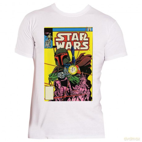 Star Wars: Unisex T-Shirt: Boba Fett Comic Cover (White) (Small)