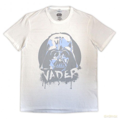Star Wars: Unisex T-Shirt: Darth Vader Spray Paint (White) (Small)