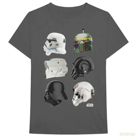 Star Wars: Unisex T-Shirt: Helmet Profiles (Charcoal Grey) (Small)