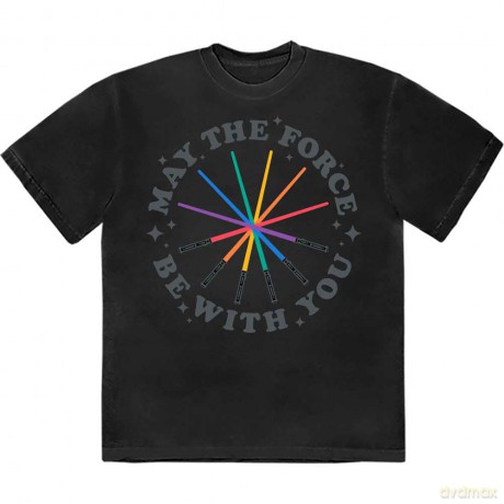Star Wars: Unisex T-Shirt: Rainbow Sabers (Black) (Small)
