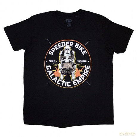 Star Wars: Unisex T-Shirt: Speeder Bike Galactic Empire (Black) (Small)