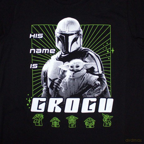 Star Wars: Unisex T-Shirt: The Mandalorian His Name Is Grogu (Black) (Medium)
