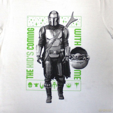 Star Wars: Unisex T-Shirt: The Mandalorian Kid's Coming With Me (White) (X-Large)