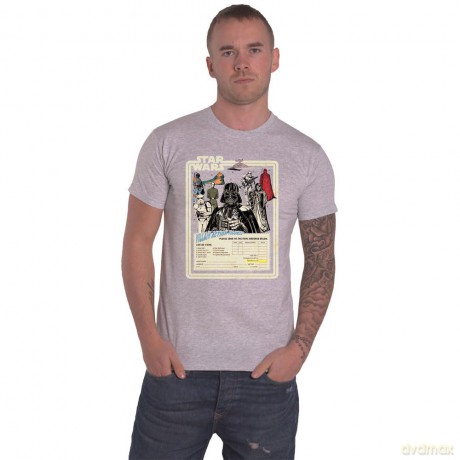 Star Wars: Unisex T-Shirt: Villain Action Figures (Grey) (Small)