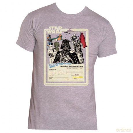 Star Wars: Unisex T-Shirt: Villain Action Figures (Grey) (Small)