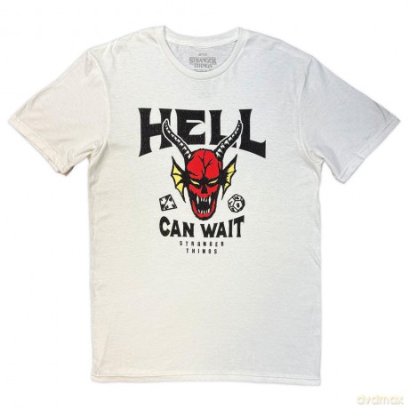 Netflix: Stranger Things Unisex T-Shirt: Hell Can Wait (White) (Large)