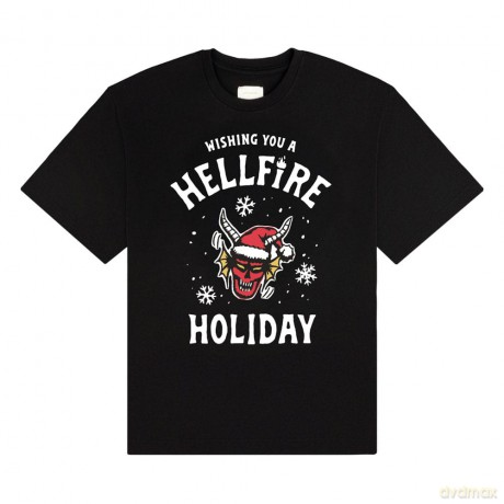 Netflix: Stranger Things Unisex T-Shirt: Wishing You A Hell Fire (Black) (Medium)