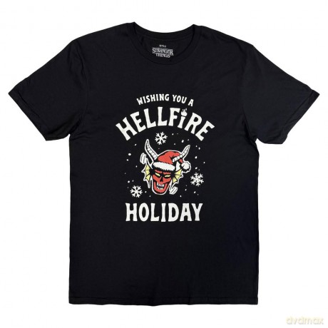 Netflix: Stranger Things Unisex T-Shirt: Wishing You A Hell Fire (Black) (X-Large)
