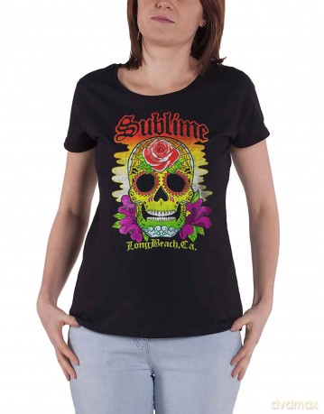 Sublime: Ladies T-Shirt: Colour Skull (Black) (X-Large)