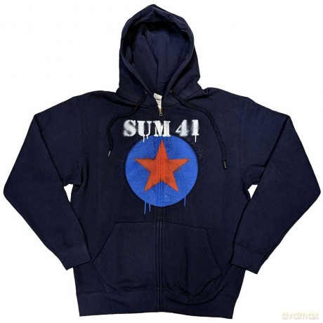 Sum 41: Unisex Zipped Hoodie: Star Logo (Navy Blue) (Ex-Tour) (Small)