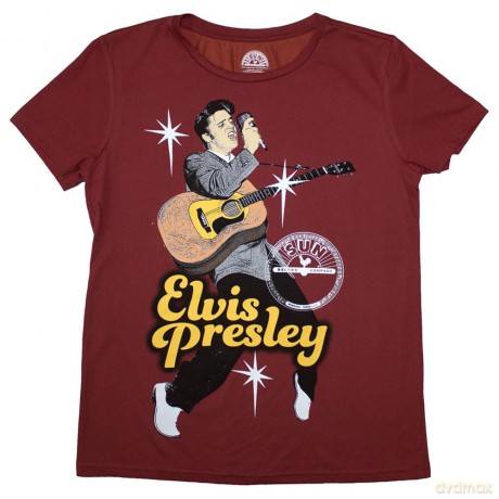 Sun Records: Ladies T-Shirt: Elvis Mic (Red) (Medium)
