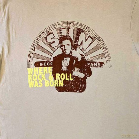 Sun Records: Unisex T-Shirt: Elvis Where R&R Was Born (Sand) (XX-Large)