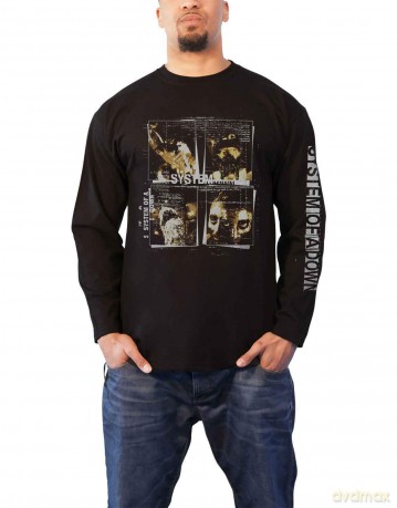 System Of A Down: Unisex Long Sleeve T-Shirt: Face Boxes (Black) (Sleeve Print) (Medium)