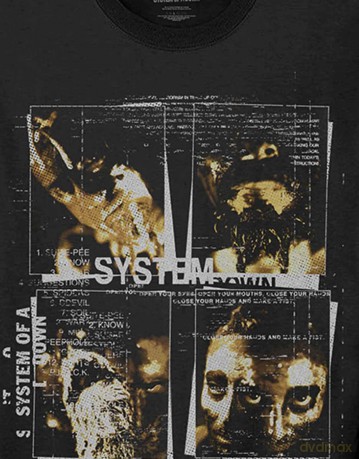 System Of A Down: Unisex Long Sleeve T-Shirt: Face Boxes (Black) (Sleeve Print) (Medium)