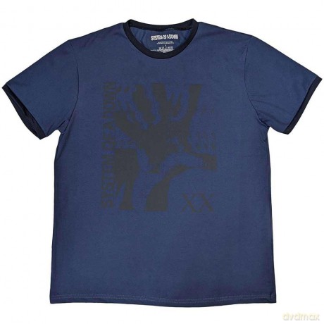 System Of A Down: Unisex Ringer T-Shirt: Intoxicated (Denim Blue) (Large)